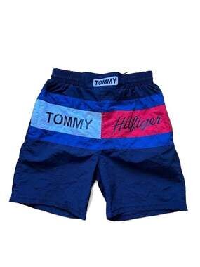 Vintage 90’s Tommy Hilfiger Colorblock Logo Swim Trunks